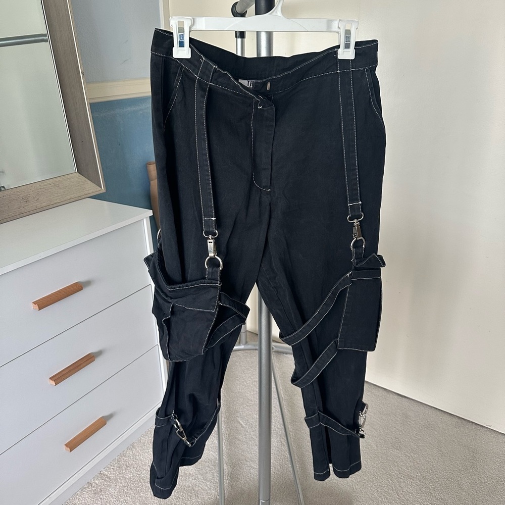 The Ragged Priest Caged Black Cargo Pants size Large L